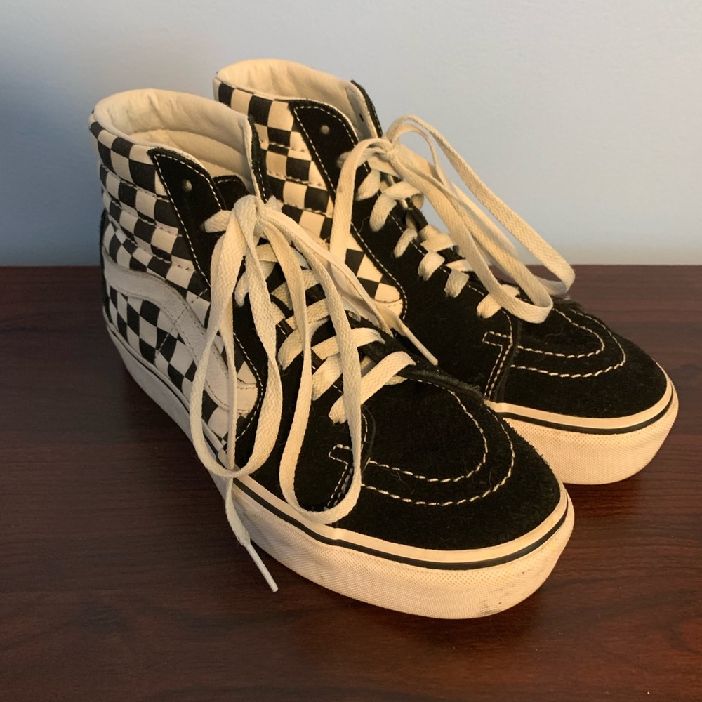 Vans High Top Platform Checkered Sneakers